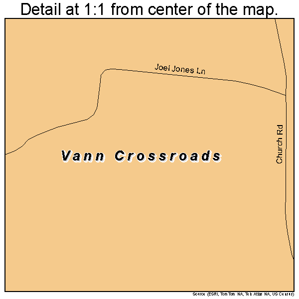 Vann Crossroads, North Carolina road map detail