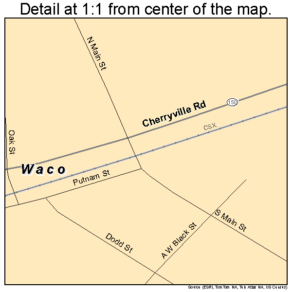 Waco, North Carolina road map detail