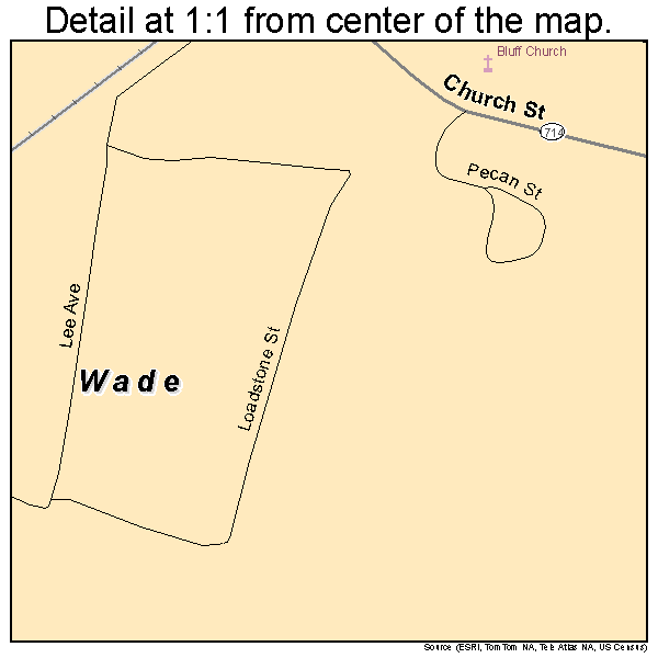 Wade, North Carolina road map detail