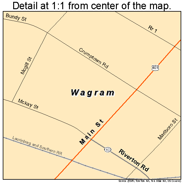 Wagram, North Carolina road map detail
