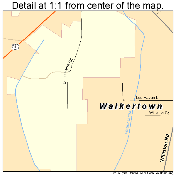 Walkertown, North Carolina road map detail