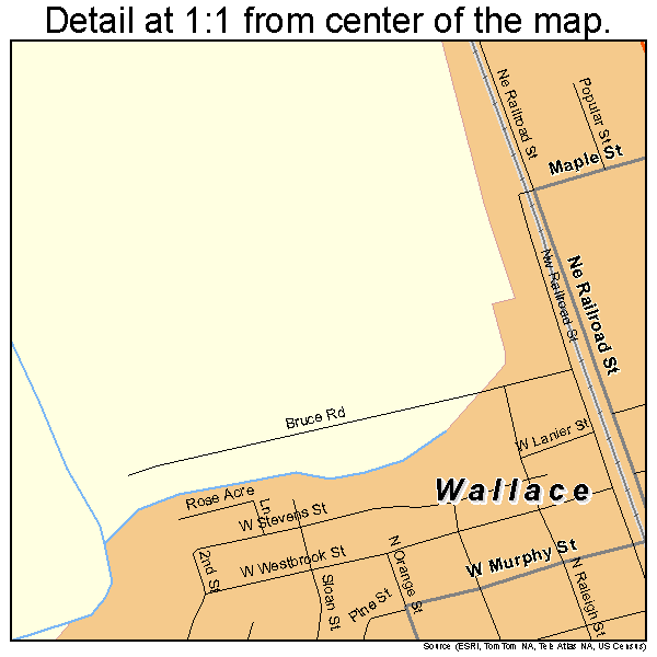 Wallace, North Carolina road map detail
