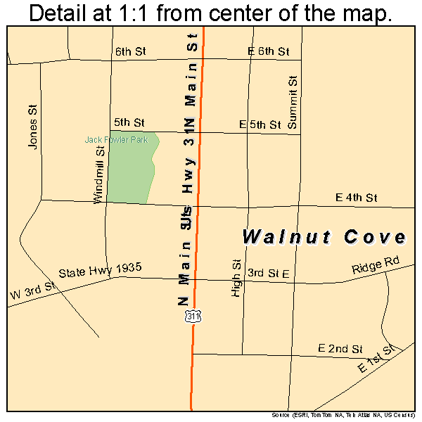 Walnut Cove, North Carolina road map detail