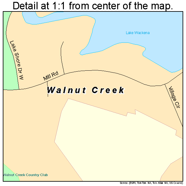 Walnut Creek, North Carolina road map detail