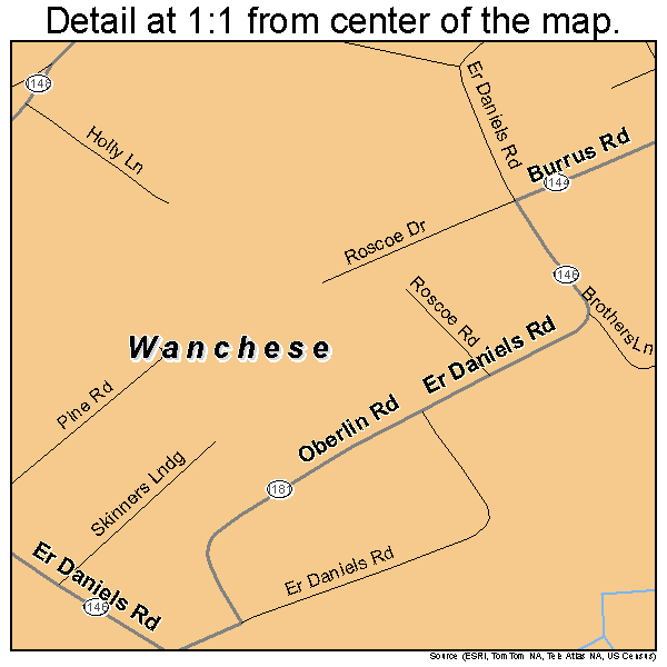 Wanchese, North Carolina road map detail
