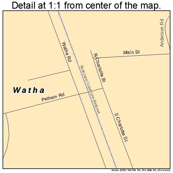 Watha, North Carolina road map detail