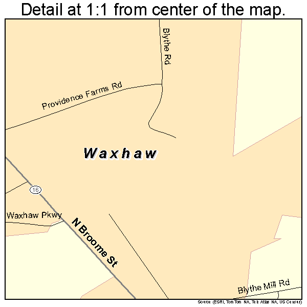 Waxhaw, North Carolina road map detail