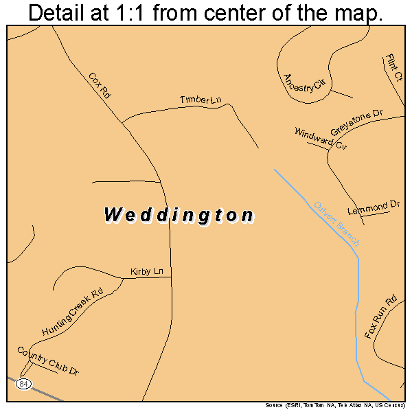 Weddington, North Carolina road map detail