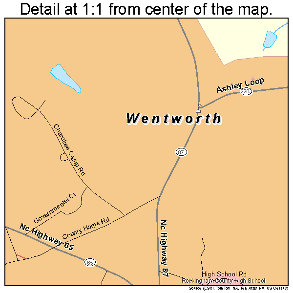 Wentworth, North Carolina road map detail