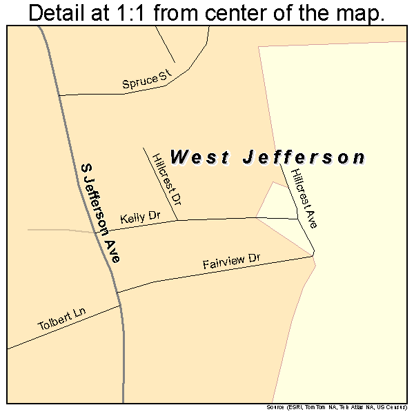 West Jefferson, North Carolina road map detail