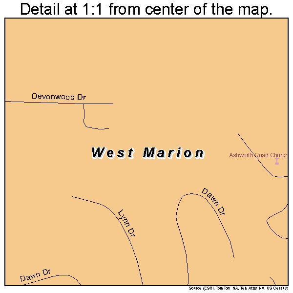 West Marion, North Carolina road map detail