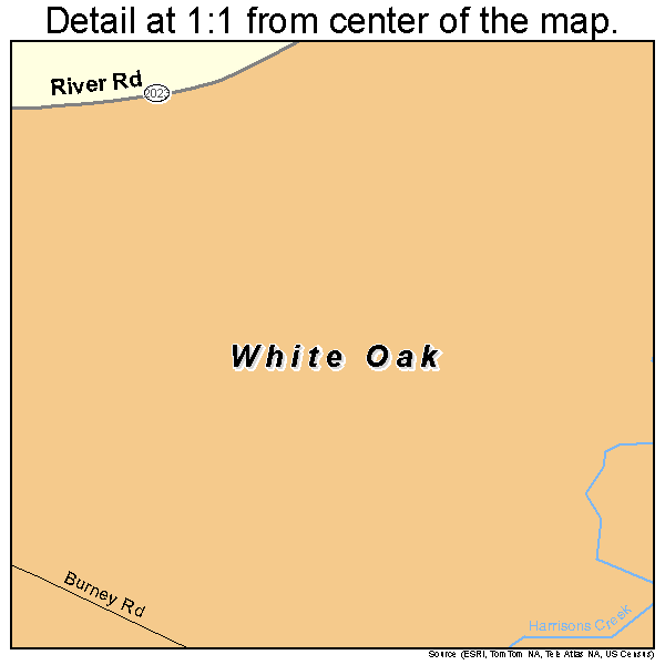 White Oak, North Carolina road map detail