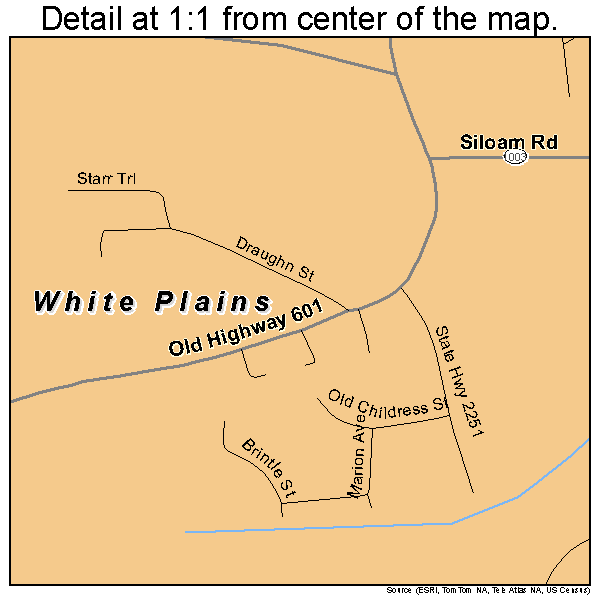 White Plains, North Carolina road map detail