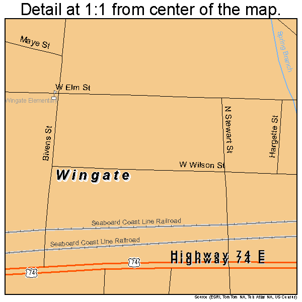 Wingate, North Carolina road map detail