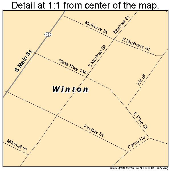 Winton, North Carolina road map detail