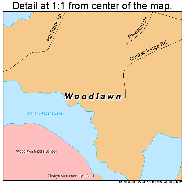 Woodlawn, North Carolina road map detail