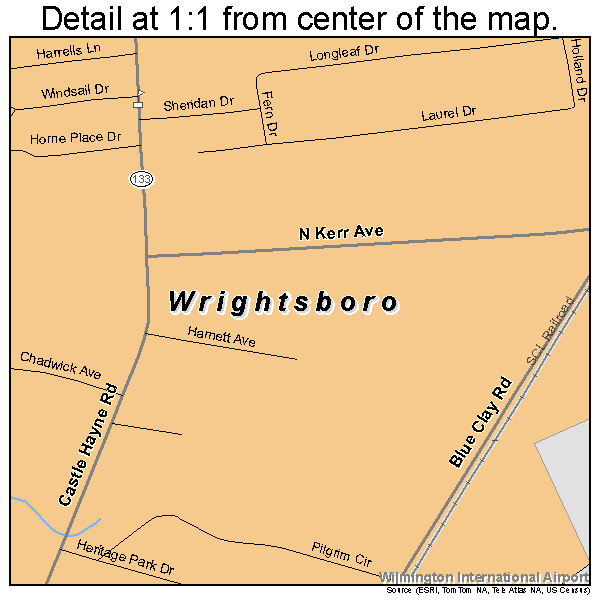 Wrightsboro, North Carolina road map detail
