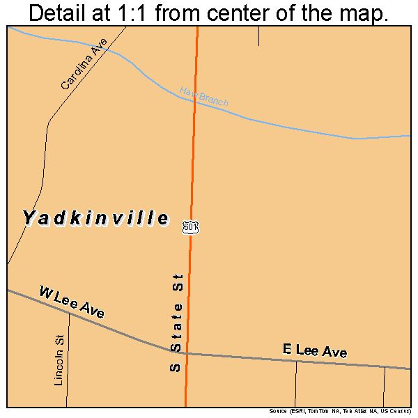 Yadkinville, North Carolina road map detail