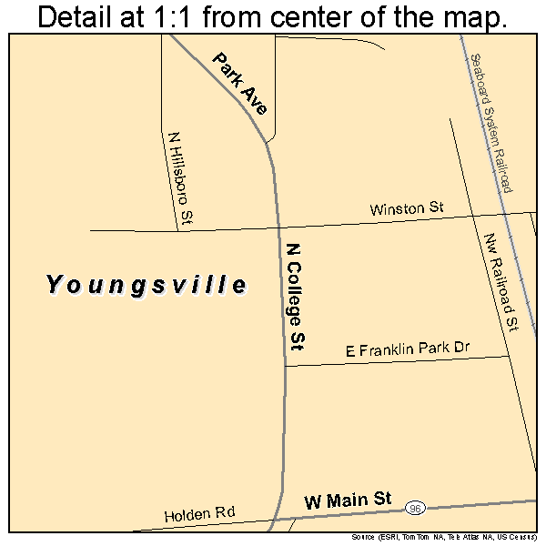 Youngsville, North Carolina road map detail