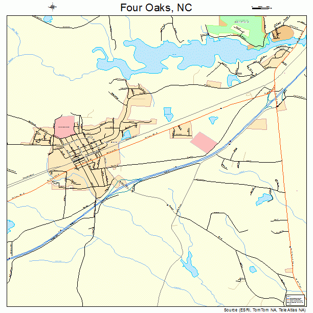 Four Oaks, NC street map