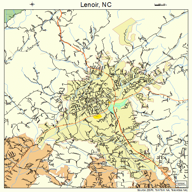 Lenoir, NC street map