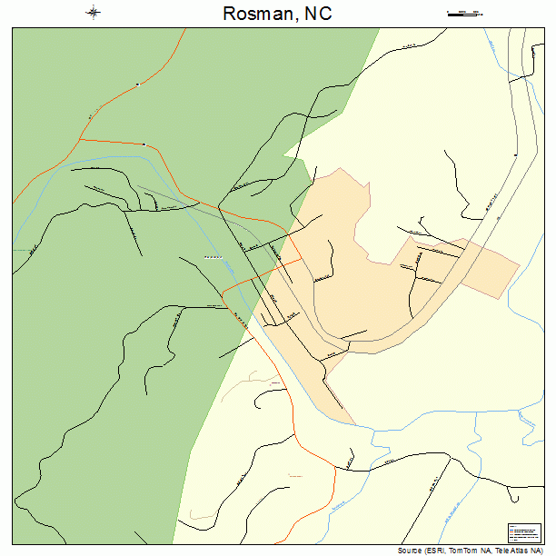 Rosman, NC street map