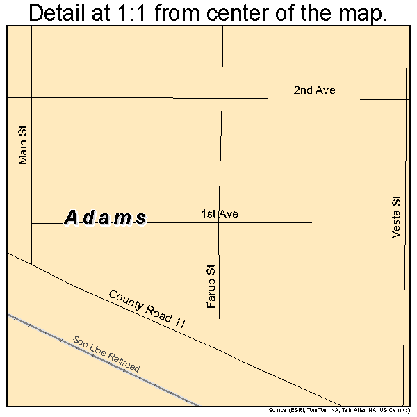 Adams, North Dakota road map detail