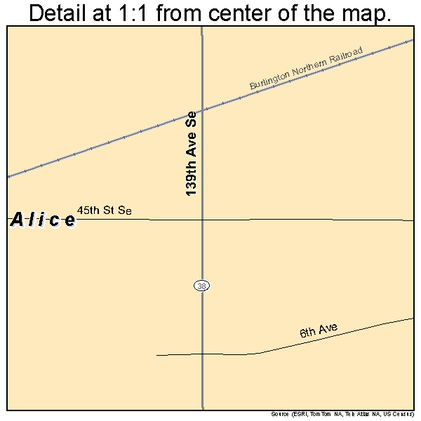 Alice, North Dakota road map detail