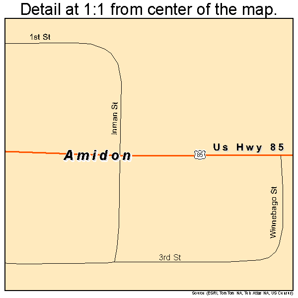 Amidon, North Dakota road map detail