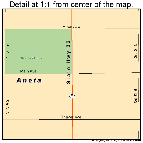 Aneta, North Dakota road map detail