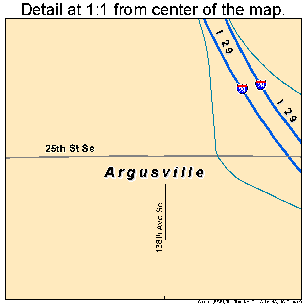 Argusville, North Dakota road map detail
