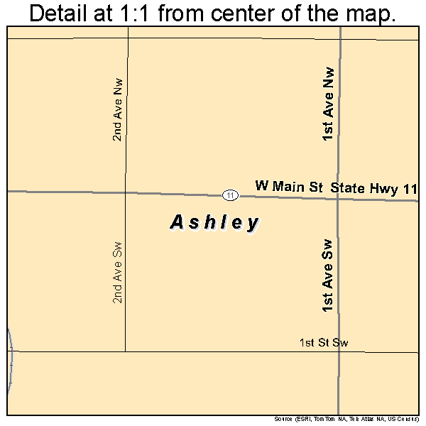 Ashley, North Dakota road map detail