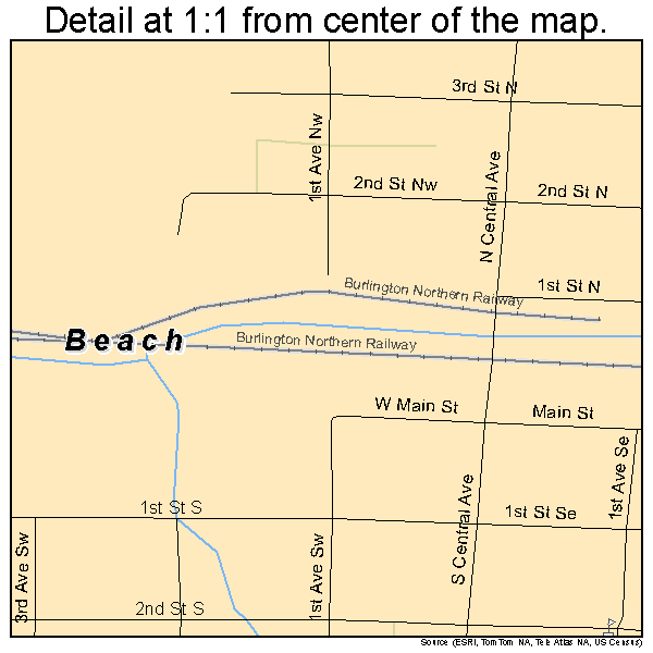 Beach, North Dakota road map detail
