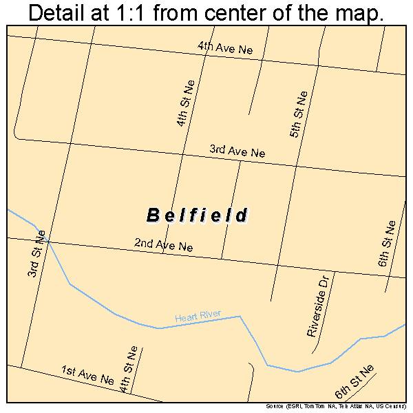 Belfield, North Dakota road map detail