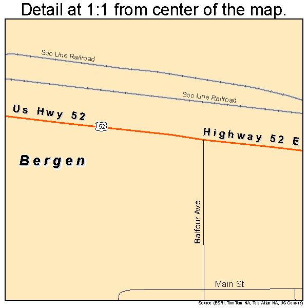 Bergen, North Dakota road map detail