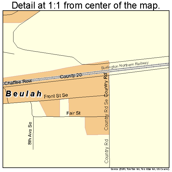Beulah, North Dakota road map detail