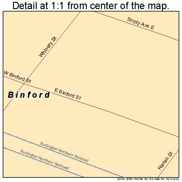 Binford, North Dakota road map detail