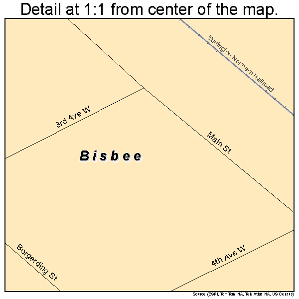 Bisbee, North Dakota road map detail