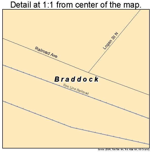 Braddock, North Dakota road map detail