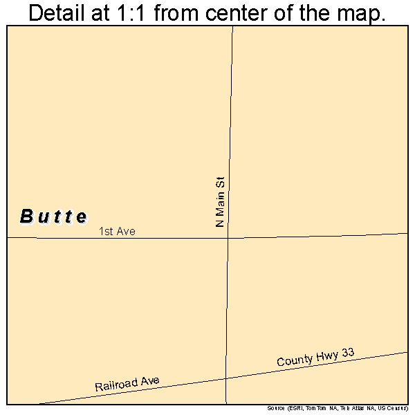 Butte, North Dakota road map detail