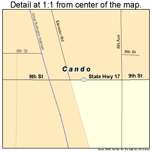 Cando, North Dakota road map detail