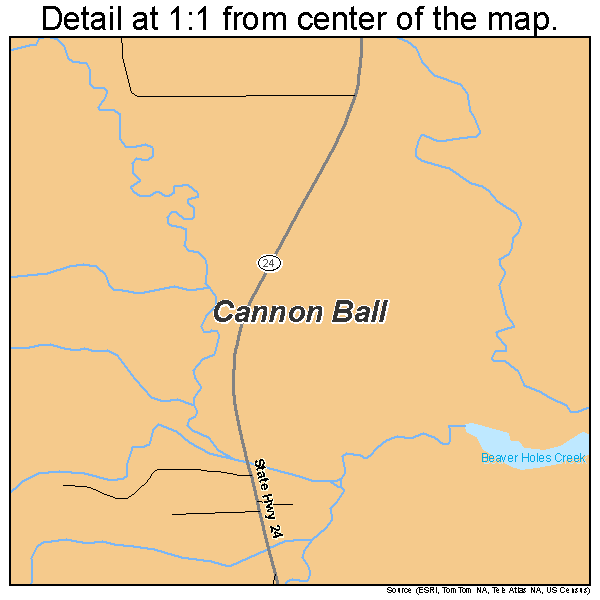 Cannon Ball, North Dakota road map detail