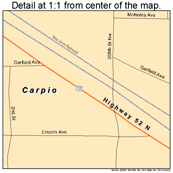 Carpio, North Dakota road map detail