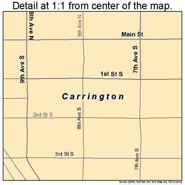 Carrington, North Dakota road map detail