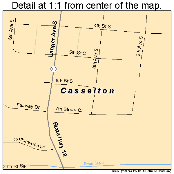 Casselton, North Dakota road map detail