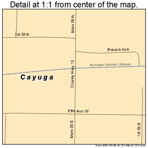 Cayuga, North Dakota road map detail