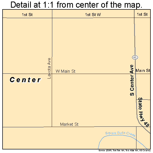 Center, North Dakota road map detail