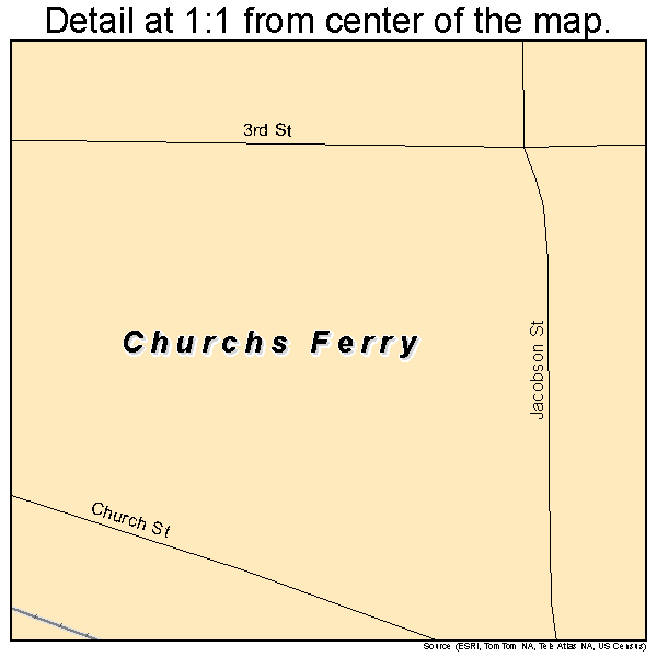 Churchs Ferry, North Dakota road map detail