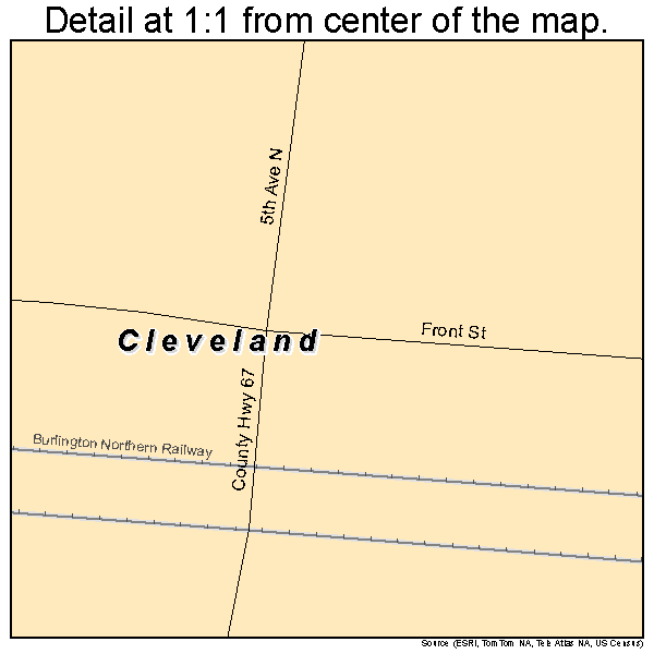 Cleveland, North Dakota road map detail