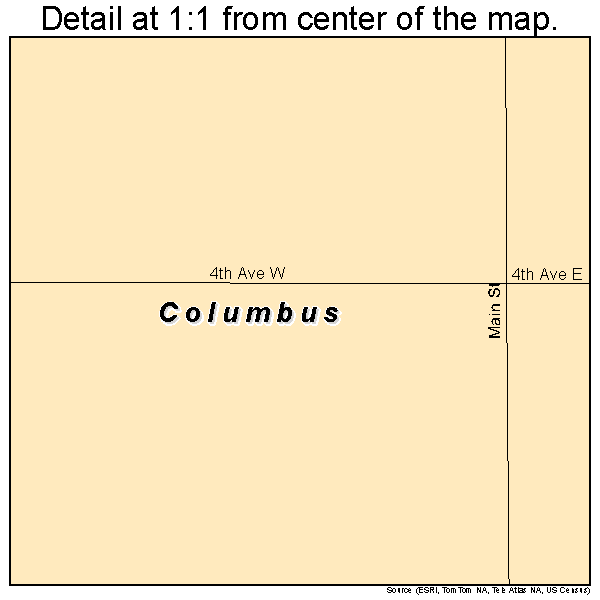 Columbus, North Dakota road map detail
